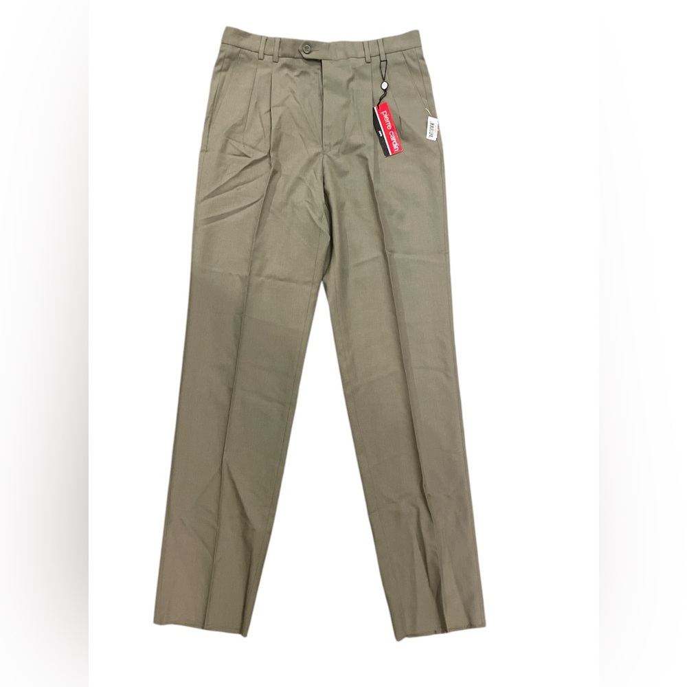Vintage Pierre Cardin Tan Wool Pleated Trousers Men's 34 x 33 Unhemmed NWT